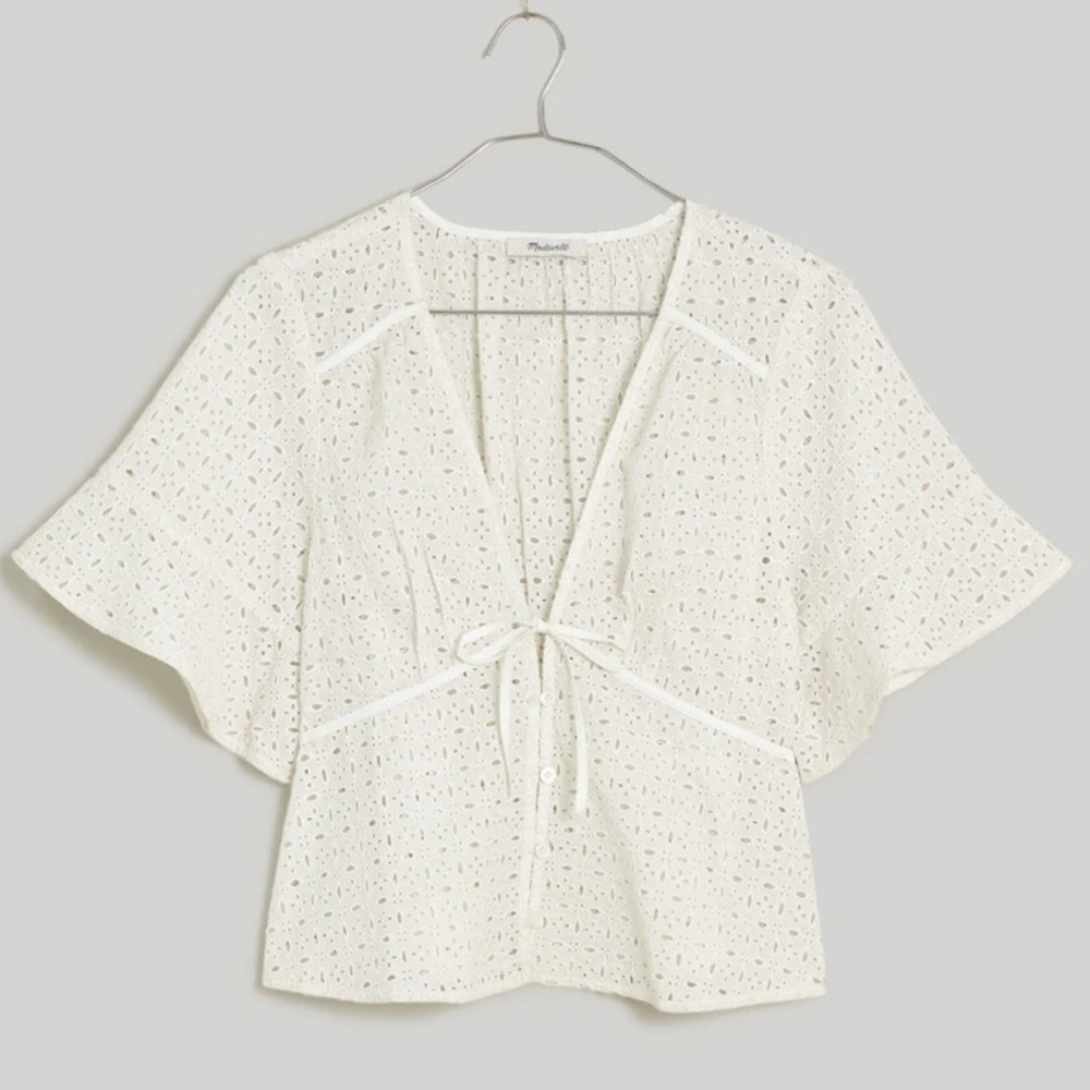 Madewell Tie-Front Top in Eyelet size L